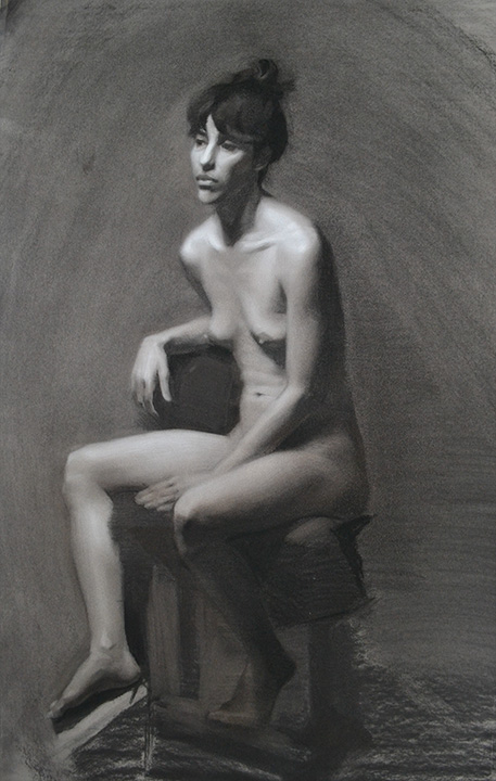 Flora Charcoal and chalk on grey paper